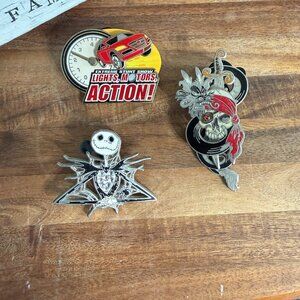Lot Of 3 Disney Park Trading Pins Stunt Show Pirates Caribbean Nightmare Collect